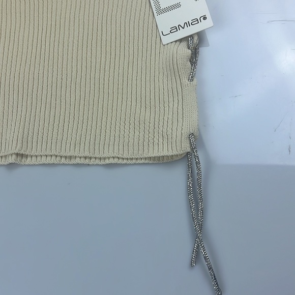 Lamiar Ribbed Shirt with Mettalic Lace Up Detail S130-9 - Picture 3 of 4